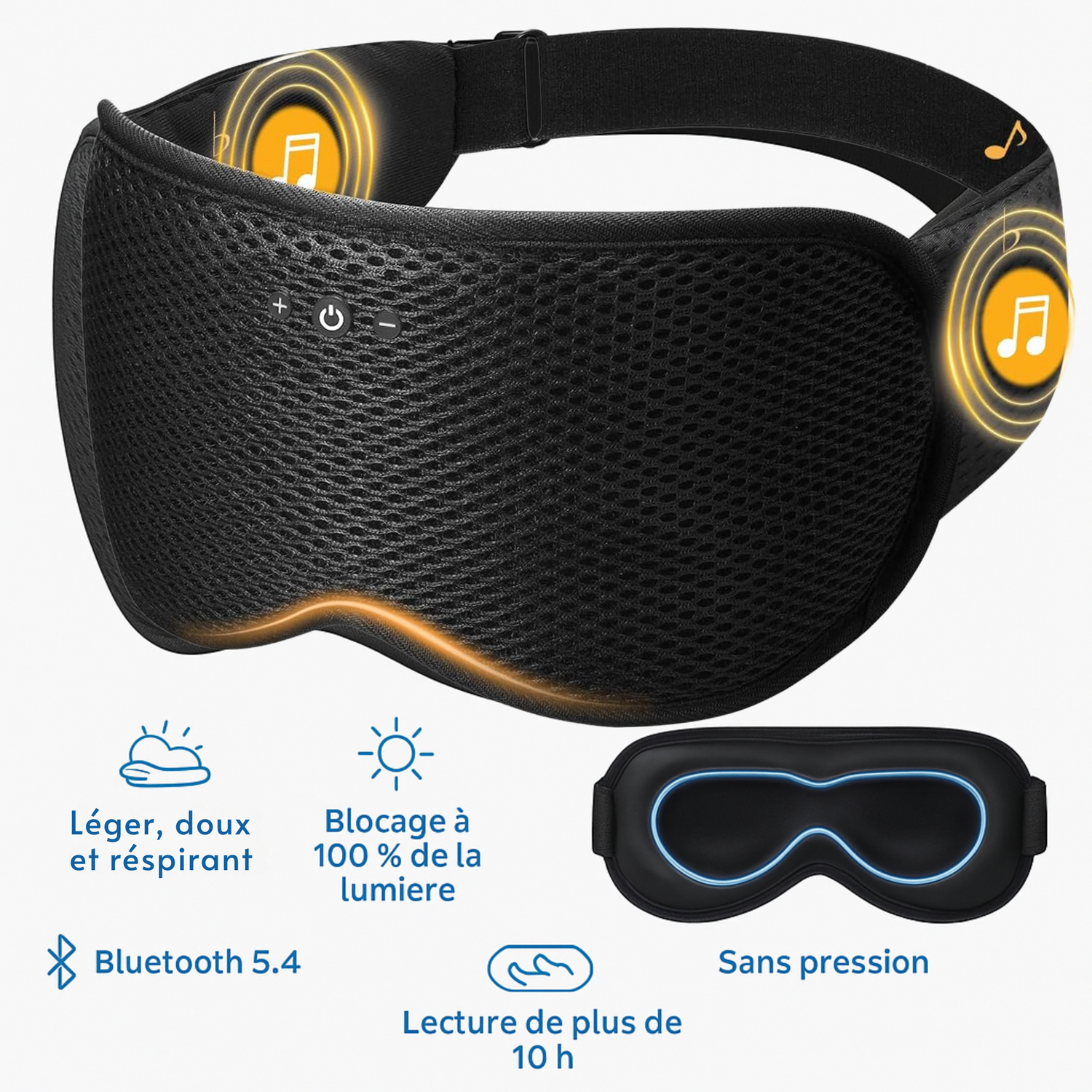 Masque de Sommeil Bluetooth 3D - Confort et Relaxation